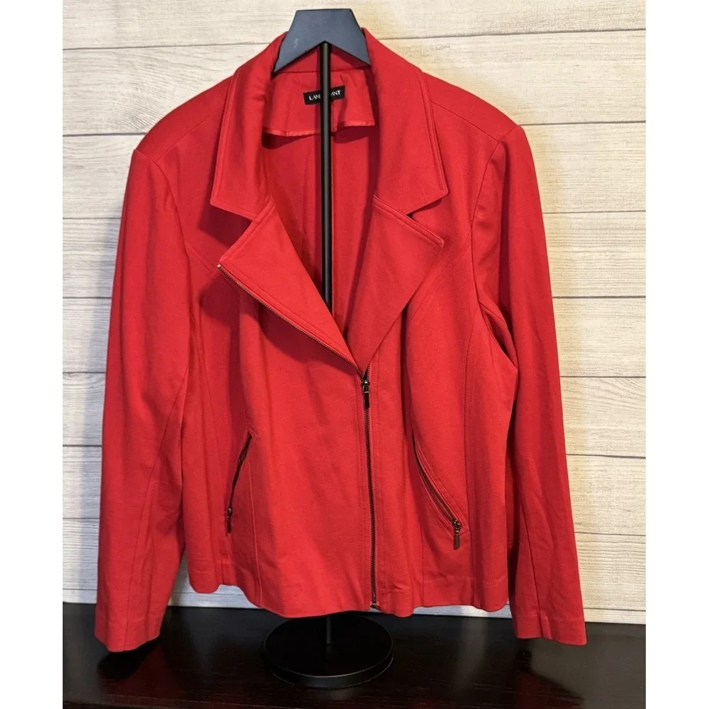 Lane Bryant Red Asymmetrical Zip Coat Women's Size 28 Plus